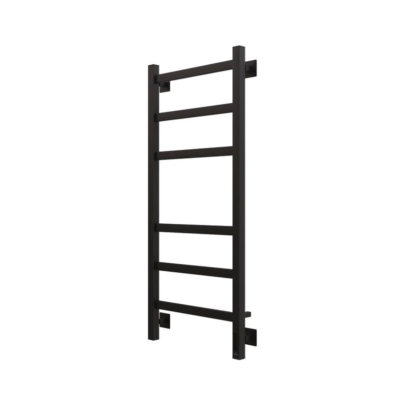 Полотенцесушитель электрический Grota Nosto 430х1000 RAL9005 EL 100x45 см, подключение справа, слева, скрытое подключение справа, матовый черный, лесенка, из стали