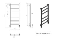 Полотенцесушитель электрический Grota Nosto 430х1000 RAL9005 EL 100x45 см, подключение справа, слева, скрытое подключение справа, матовый черный, лесенка, из стали