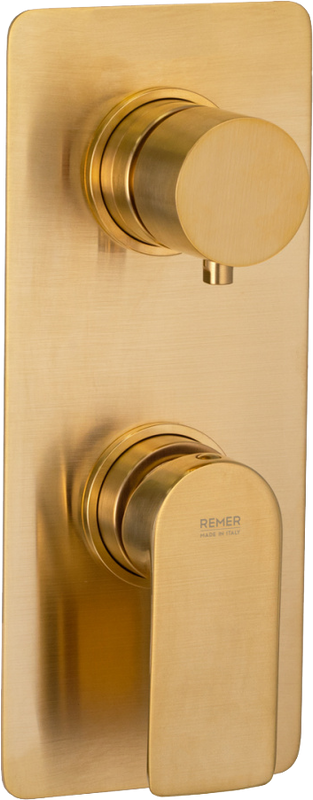 Встраиваемый смеситель для душа и ванны Remer Infinity I93KBBG С ВНУТРЕННЕЙ ЧАСТЬЮ, золото брашированное
