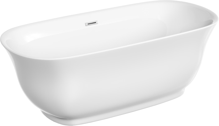 Акриловая ванна Sancos Viva FB08 170x80 см, отдельностоящая, белая, овальная, с каркасом, со сливом-переливом