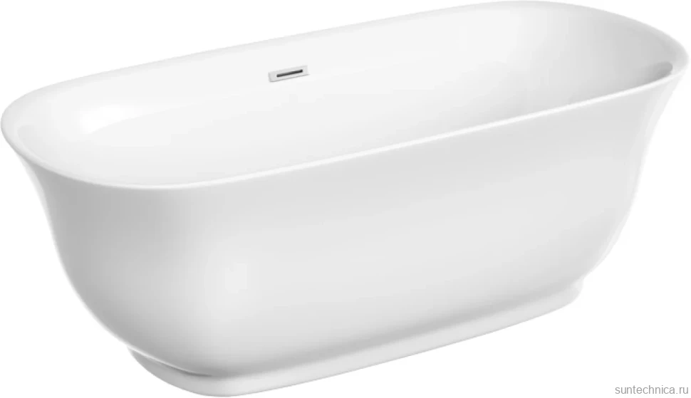 Акриловая ванна Sancos Viva FB08 170x80 см, отдельностоящая, белая, овальная, с каркасом, со сливом-переливом