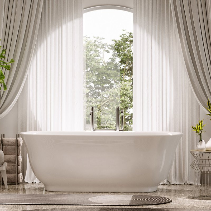 Акриловая ванна Sancos Viva FB08 170x80 см, отдельностоящая, белая, овальная, с каркасом, со сливом-переливом