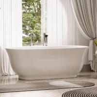 Акриловая ванна Sancos Viva FB08 170x80 см, отдельностоящая, белая, овальная, с каркасом, со сливом-переливом