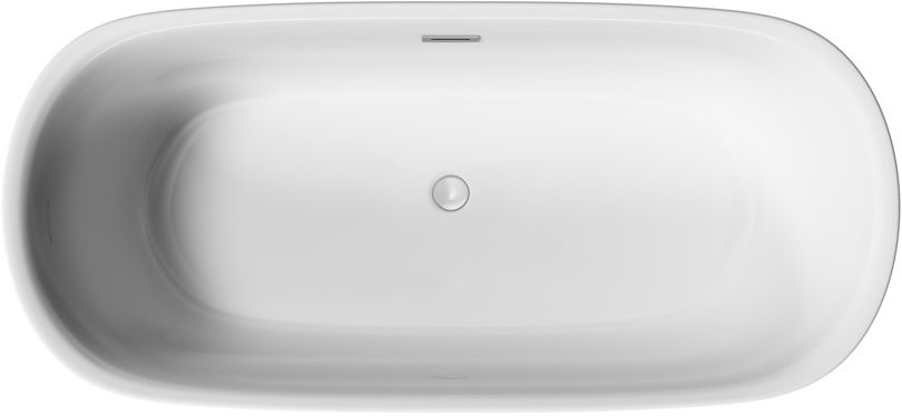 Акриловая ванна Sancos Viva FB08 170x80 см, отдельностоящая, белая, овальная, с каркасом, со сливом-переливом
