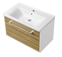 Тумба с раковиной AQUATON Мерида 80 new белый глянец, эбони светлый