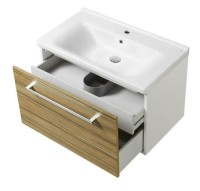 Тумба с раковиной AQUATON Мерида 80 new белый глянец, эбони светлый