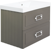 Тумба с раковиной La Fenice Cubo Twin 80 подвесная, cappuccino, ручки белые, раковина Cubo 80