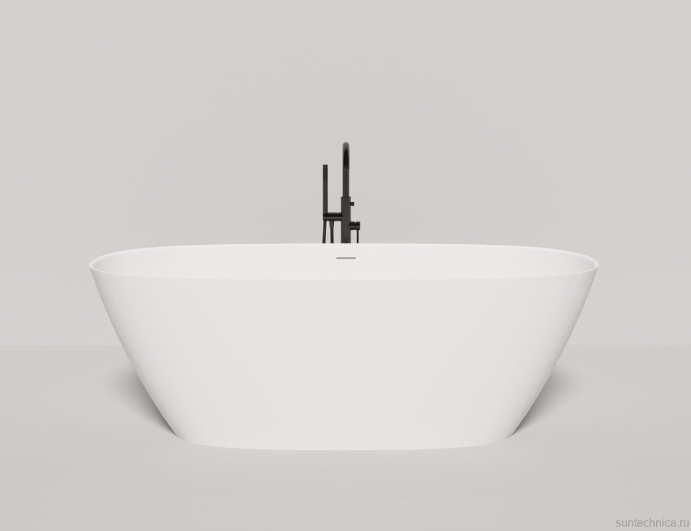 Ванна из искусственного камня Salini Sofia S-Stone 185x90 см, отдельностоящая, матовая белая, овальная, со сливом-переливом, с донным клапаном