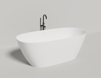 Ванна из искусственного камня Salini Sofia S-Stone 185x90 см, отдельностоящая, матовая белая, овальная, со сливом-переливом, с донным клапаном