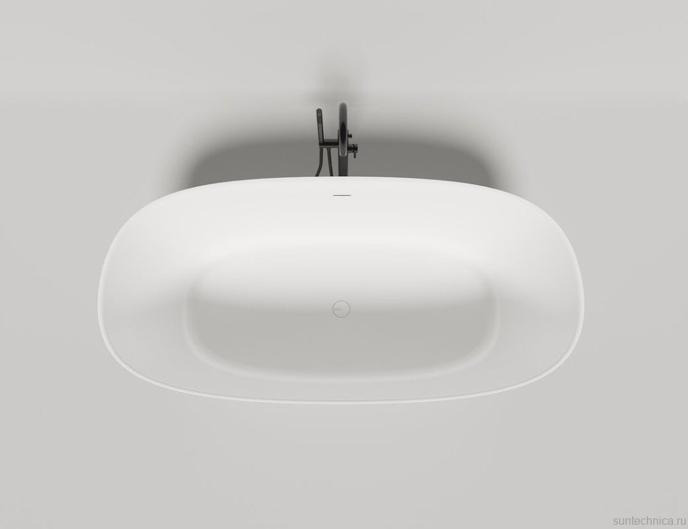 Ванна из искусственного камня Salini Sofia S-Stone 185x90 см, отдельностоящая, матовая белая, овальная, со сливом-переливом, с донным клапаном