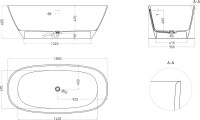 Ванна из искусственного камня Salini Sofia S-Stone 185x90 см, отдельностоящая, матовая белая, овальная, со сливом-переливом, с донным клапаном