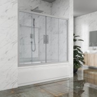 Шторка на ванну Kubele DE019 P4-CLN-MT 155х150 см, профиль матовый хром