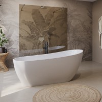 Акриловая ванна BelBagno BB704 170x80 см, отдельностоящая, белая, овальная, на ножках, со сливом-переливом, с донным клапаном
