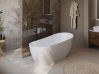 Акриловая ванна BelBagno BB704 170x80 см, отдельностоящая, белая, овальная, на ножках, со сливом-переливом, с донным клапаном