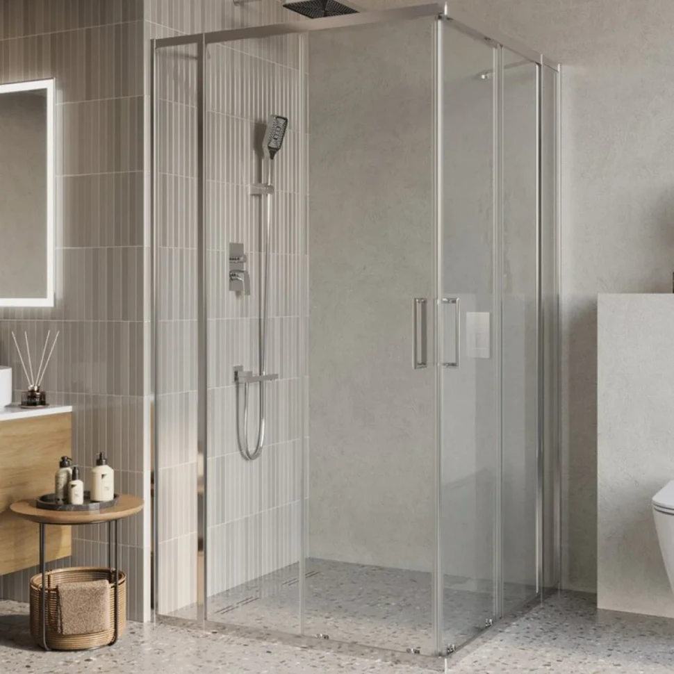 Душевой уголок BelBagno Luce A-22-100+25-C-Cr профиль хром, стекло прозрачное