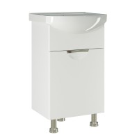 Тумба с раковиной Mixline Этьен 50 глянцевая белая, раковина Элеганс 50