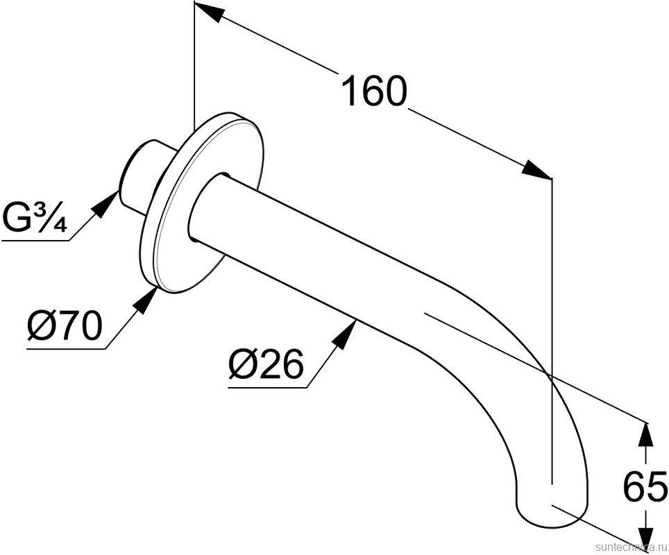 Излив Kludi Bozz 38505N5 брашированный никель PVD