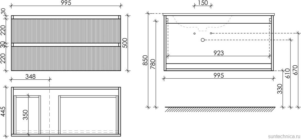 Тумба с раковиной Sancos Snob T 100 см, L, bianco