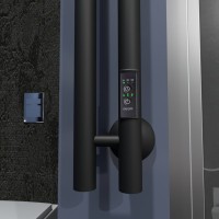 Полотенцесушитель электрический Маргроид Inaro 120х6 R с крючками, черный матовый