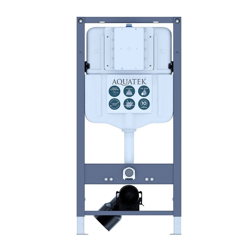 Инсталляция для унитаза AQUATEK Pneumo N49 INSP-0000002 пневматическое управление, крепление к полу и стене, с регулировкой по высоте, с шумоизоляцией