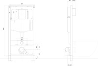 Инсталляция для унитаза AQUATEK Pneumo N49 INSP-0000002 пневматическое управление, крепление к полу и стене, с регулировкой по высоте, с шумоизоляцией