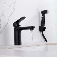 Смеситель для раковины AQUATEK Ника AQ1812MB с гигиеническим душем, черный матовый