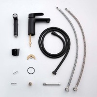 Смеситель для раковины AQUATEK Ника AQ1812MB с гигиеническим душем, черный матовый