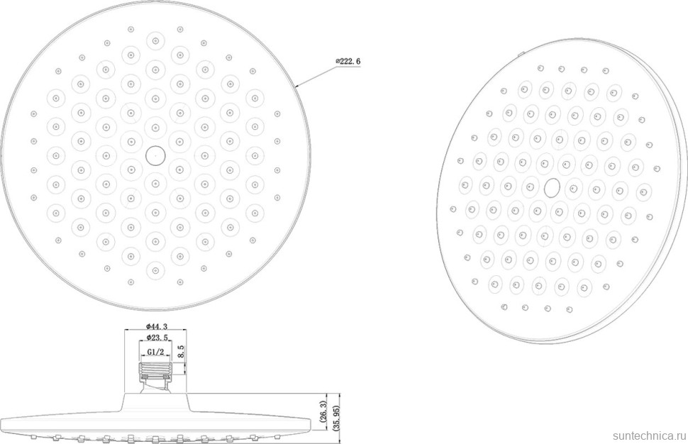 Верхний душ Bravat P70253BW-ENG черный