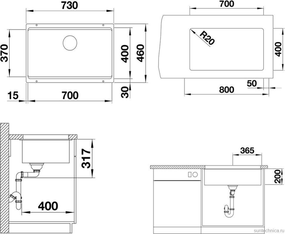 Мойка кухонная Blanco Etagon 700-U антрацит