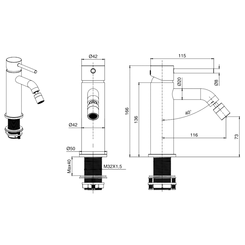 Смеситель для биде Splendy Passion PA207166K1GM золото матовое