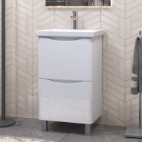 Мебель для ванной комнаты Vigo Glem 50 напольная, 2 ящика, глянцевая белая