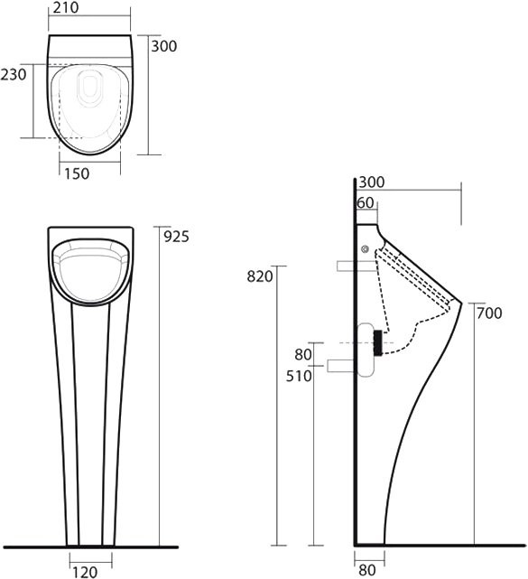 Писсуар напольный Kerasan Aquatech 373001 сенсорный, белый, с сифоном
