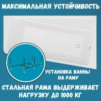 Акриловая ванна 1MarKa Direct R Стандарт 2 170x100 см, угловая, правая, встраиваемая, белая, асимметричная, с каркасом, с сиденьем, со сливом-переливом