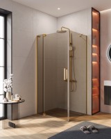 Душевой уголок Cezares Slider AH 1 100-70/80 BR BORO профиль брашированное золото, стекло бронза