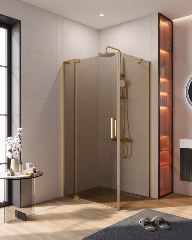 Душевой уголок Cezares Slider AH 1 100-70/80 BR BORO профиль брашированное золото, стекло бронза