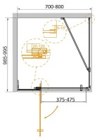 Душевой уголок Cezares Slider AH 1 100-70/80 BR BORO профиль брашированное золото, стекло бронза