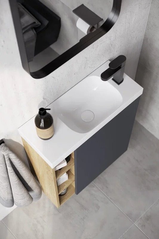 Тумба с раковиной Aqwella Alba 60 R, подвесная, дуб давос