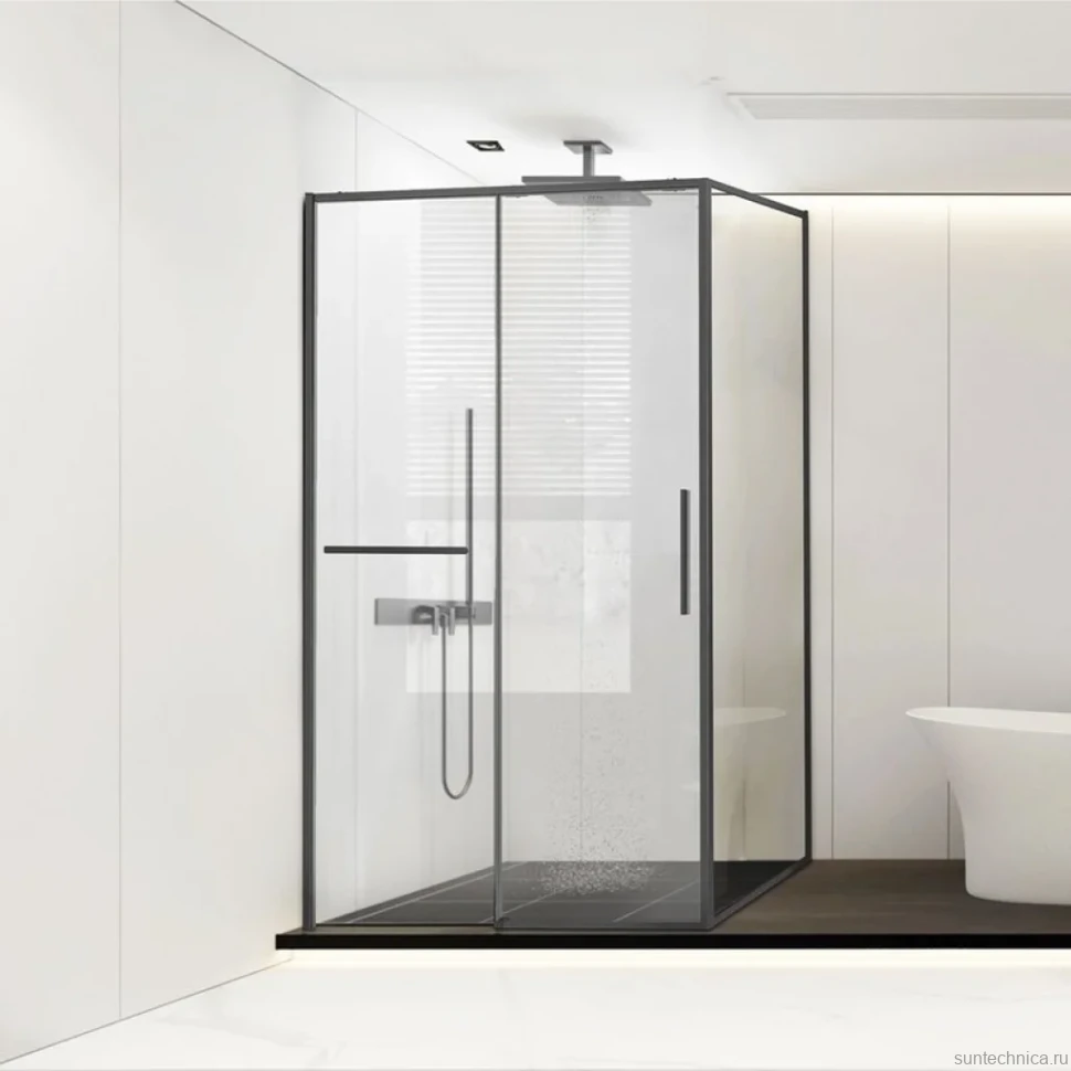 Душевой уголок Vincea Slim Soft VSR-1SS1012CLGM 120х100, профиль вороненая сталь, стекло прозрачное