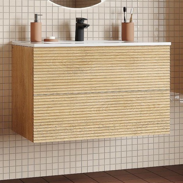 Тумба под раковину подвесная IDDIS, 80 см, дуб светлый, Bild,  BIL80V0i95 подходит умыв. 0138000i28