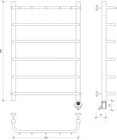 Полотенцесушитель электрический Secado Мерида 1 К 85x55 см, подключение справа, глянцевый хром, лесенка
