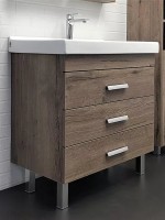 Тумба с раковиной Comforty Никосия 80H напольная, темный дуб, с раковиной Fest 80