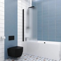 Шторка на ванну Kubele DE020 DE020P601-MAT-BLM- 65х150 150х65, профиль черный матовый, стекло матовое