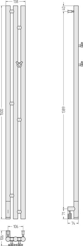 Полотенцесушитель электрический Сунержа Терция 3.0 L 150х11 черный матовый