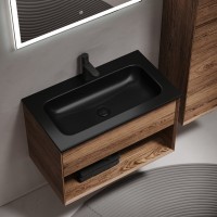 Тумба с раковиной Sancos Marmi 1.0 80 черная раковина, дуб чарльстон