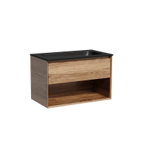 Тумба с раковиной Sancos Marmi 1.0 80 черная раковина, дуб чарльстон