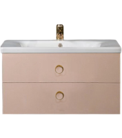 Тумба с раковиной Armadi Art NeoArt 80 капучино с ручками Moon золото