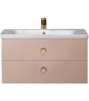 Тумба с раковиной Armadi Art NeoArt 80 капучино с ручками Moon золото