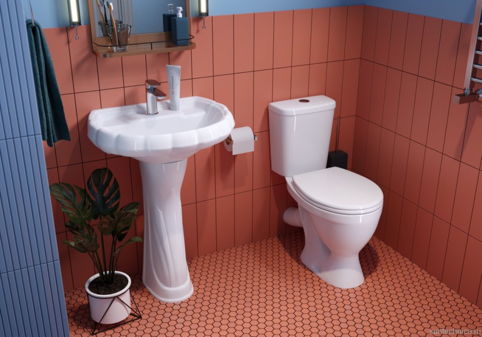 Унитаз-компакт напольный Sanita Формат стандарт глянцевый белый