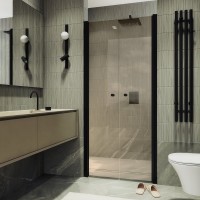 Душевая дверь в нишу Maybahglass MGD-441-6 99 см, профиль матовый черный, стекло бронза