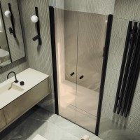 Душевая дверь в нишу Maybahglass MGD-441-6 99 см, профиль матовый черный, стекло бронза